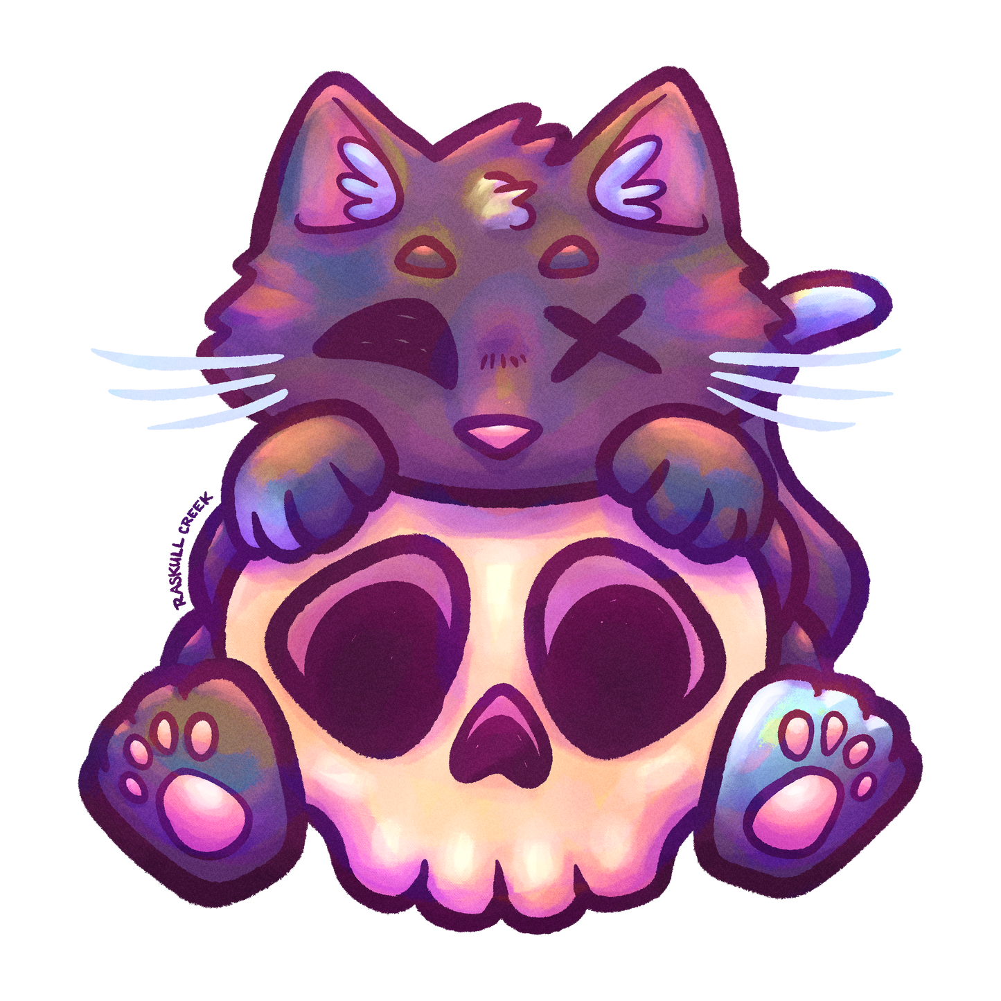 Skully Whisker Snuggles Sticker