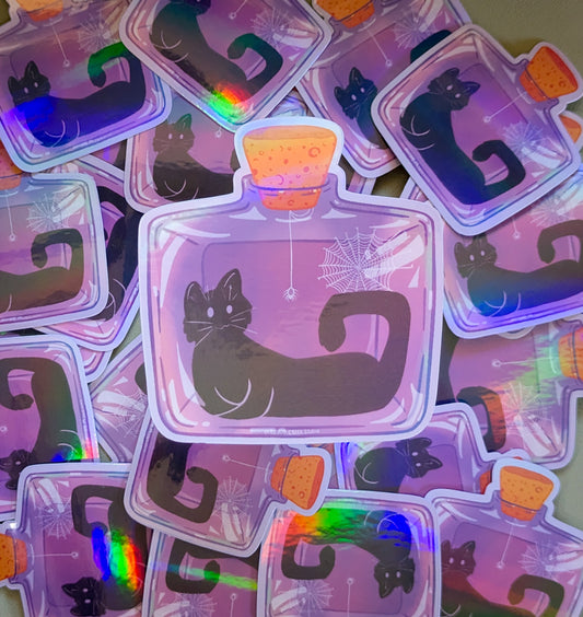 Whiskers in a Bottle Sticker