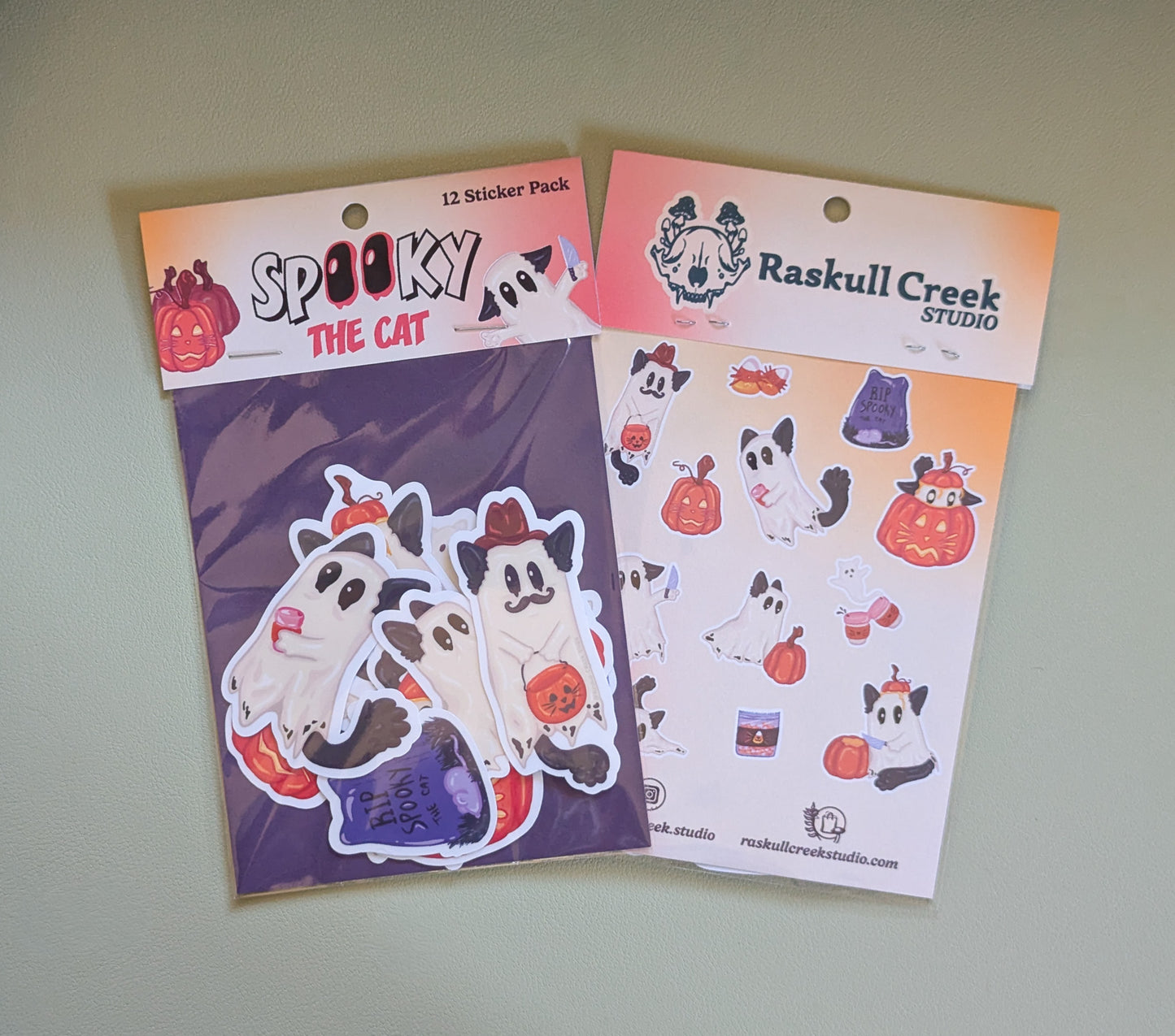 Spooky the Cat - 12 Sticker Pack