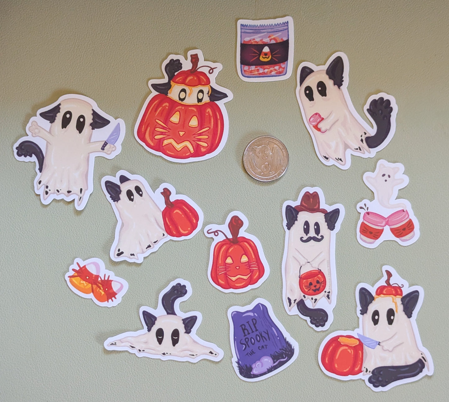 Spooky the Cat - 12 Sticker Pack